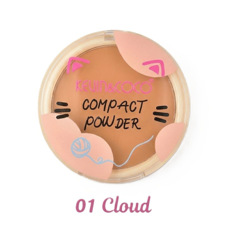 Cosmetice - Pudra compacta, Kevin&Coco, 7.2x7.2x1.3cm, Maro, Nuanta 01 Cloud