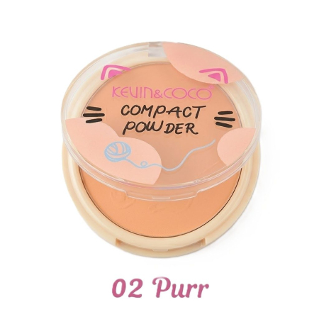 Trusa Machiaj - Pudra compacta, Kevin&Coco, 7.2x7.2x1.3cm, Maro, Nuanta 02 Purr