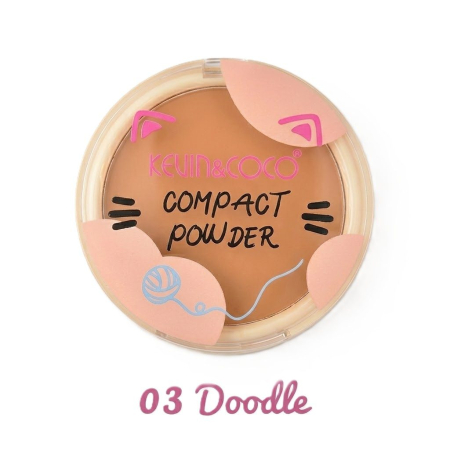 Cosmetice - Pudra compacta, Kevin&Coco, 7.2x7.2x1.3cm, Maro, Nuanta 03 Doodle