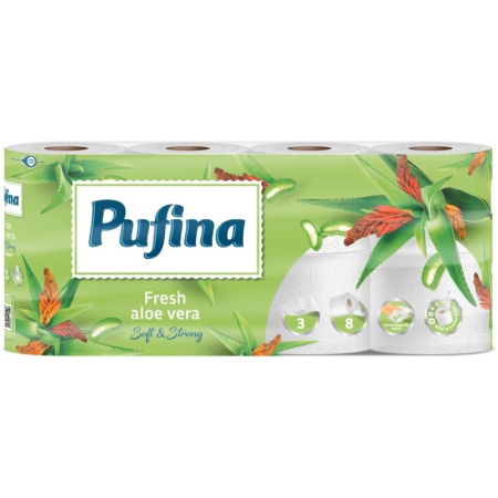 Produse De Curatat - Pufina Hartie Igienica 8ROLE 3STRATURI Aloe