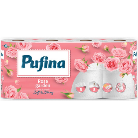 Hartie Igienica - Pufina Hartie Igienica 8ROLE 3STRATURI Roses