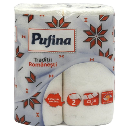 Prosop Hartie Bucatarie - Pufina Prosop Bucatarie 2ROLE 2STR Traditii Romanesti