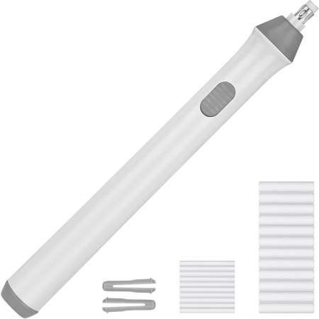 Accesorii Birou Si Consumabile - Radiera Electrica, Flippy, pentru Schite si Arta, Grosime Varf 3 mm/5 mm, Baterii 2 x AA (neincluse), din ABS, Alb