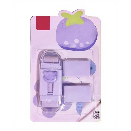 Accesorii Birou Si Consumabile - Radiera Retractabila, Flippy, Model Ursulet, Reglare Push-Pull, Radiera de tip Push, Doua Radiere de Rezerva in set din Cauciuc, Mov