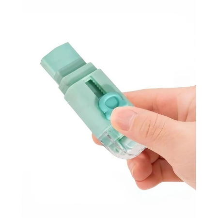 Radiera Retractabila, Flippy, Model Ursulet, Reglare Push-Pull, Radiera de tip Push, Doua Radiere de Rezerva in set din Cauciuc, Verde deschis [1]