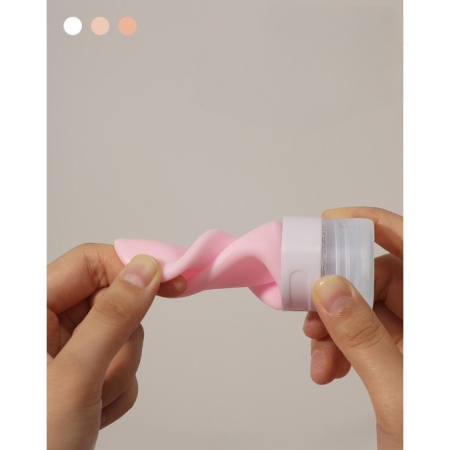 Recipient Portabil din Silicon Elegant de Voiaj, Sticla de Calatorie, Flippy, Potrivita pentru Lotiune, Sampon si Alte Lichide, Anti-scurgere, cu Posibilitate de Reumplere, Capacitate 90mL, 14cm, Roz [4]