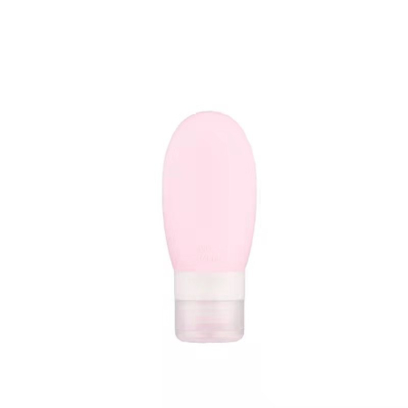 Articole Pentru Baie - Recipient Portabil din Silicon Elegant de Voiaj, Sticla de Calatorie, Flippy, Potrivita pentru Lotiune, Sampon si Alte Lichide, Anti-scurgere, cu Posibilitate de Reumplere, Capacitate 90mL, 14cm, Roz