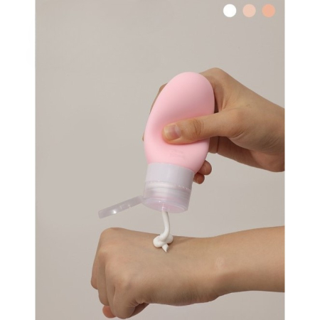 Recipient Portabil din Silicon Elegant de Voiaj, Sticla de Calatorie, Flippy, Potrivita pentru Lotiune, Sampon si Alte Lichide, Anti-scurgere, cu Posibilitate de Reumplere, Capacitate 90mL, 14cm, Roz [3]