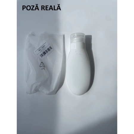 Recipient Portabil din Silicon Elegant de Voiaj, Sticla de Calatorie, Flippy, Potrivita pentru Lotiune, Sampon si Alte Lichide, Anti-scurgere, cu Posibilitate de Reumplere, Capacitate 90mL, Alb [5]