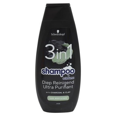 Sampon De Par - Sampon 3 in 1, Schauma, 400 ml, for Men, Deep Cleansing Charcoal