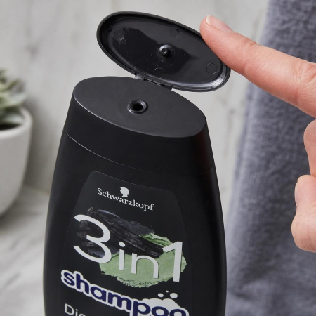 Sampon 3 in 1, Schauma, 400 ml, for Men, Deep Cleansing Charcoal [2]