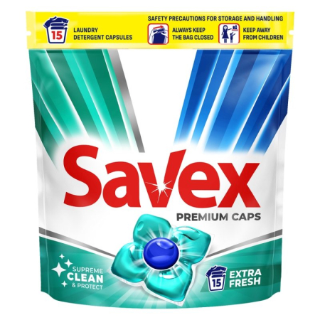 Detergent Rufe - Savex Detergent Super Caps 15 buc Extra Fresh