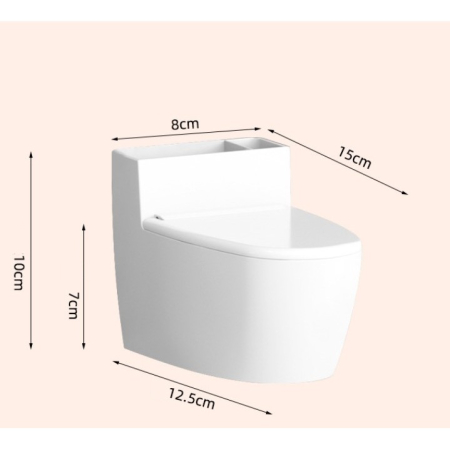 Scrumiera creativa Flippy, Forma de Toaleta, Capac Alb , Material ABS si Otel Inoxidabil, 12.5 x 10 x 8 cm, Fixare prin Lipire sau De Sine Statator, pentru Baie, Camera, Bucatarie, Balcon, Alb, model  [1]