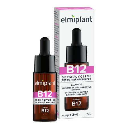 Ingrijire Ten Si Corp - Ser Reparator Pentru Fata, Elmiplant, Dermocycling cu Vitamina B12, Acid Hialuronic si Vitamina E, 15 ml