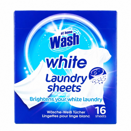 Detergent Rufe - Servetele Captatoare de Culoare pentru Rufe Albe, At Home Wash, 16 Bucati