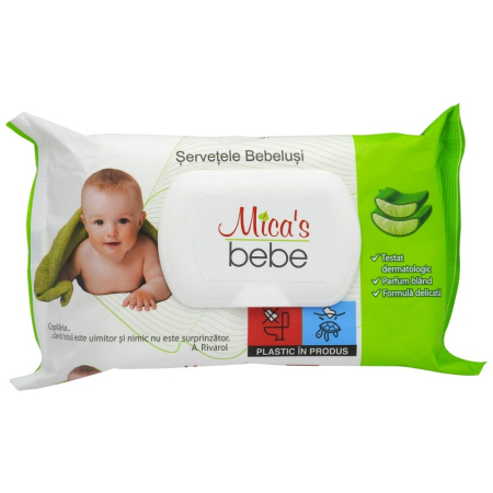 Produse Ingrijire - Servetele Umede, Micas, Bebelusi cu Capac 60 buc Aloe Vera