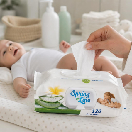 Servetele Umede, Spring Line, cu Aloe Vera, 120 buc [1]