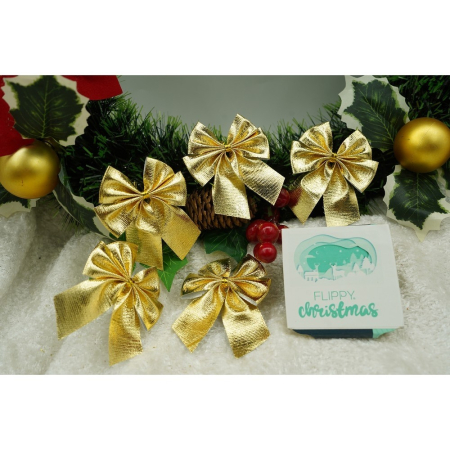Set 12 fundite pentru brad, Aurii, 6 x 8 cm, din poliester, Flippy [3]