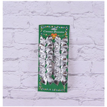 Set 12 Fundite pentru Brad, Flippy, 5.5 cm, din Poliester, Argintiu [4]