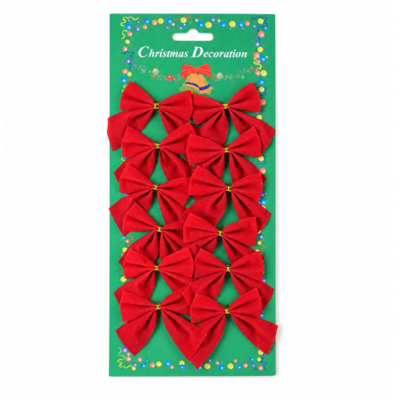 Fundite Brad - Set 12 fundite pentru brad, Rosii, clasice , 5 x 5 cm, din poliester, Flippy