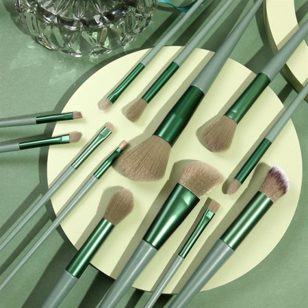 Set 13 pensule pentru machiaj, Flippy, super soft, makeup profesional/incepatori, verde [3]