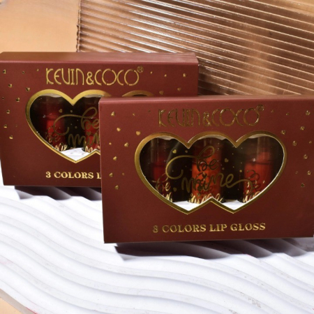 Set 3 Luciuri de Buze, Kevin&Coco Be Mine Lip Gloss, Varianta B, 3 Nuante K4, K5,K6, Finisaj Lucios si Aspect Ingrijit al Buzelelor, Ambalaj Tip Cutie Cadou cu Fereastra, Roz [2]
