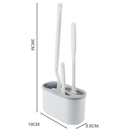 Set 3 Perii pentru Toaleta, Flippy, din Silicon, Perie Zimtata, Cap Flexibil, Suport Adeziv pentru Montarea pe Perete, 39 x 19 x 9.8 cm, Gri/Alb [4]