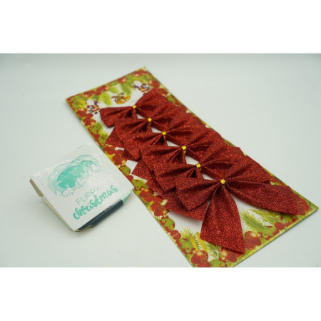 Set 6 fundite pentru brad, Rosii, clasice, cu sclipici, 8 x 9 cm, din poliester, Flippy [1]