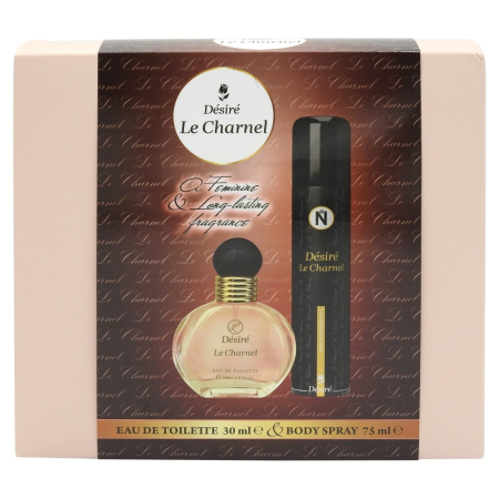 Set Caseta Cadou - Set cadou 2 in 1 cu Eau de Toilette 30ml si Body Spray 75ml din gama Desire Le Charnel