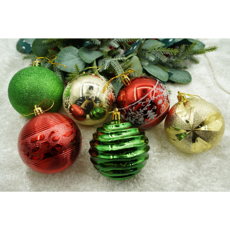 Set de 24 ornamente de brad, Flippy, de tip Glob, Multicolor, cu ø de 8 cm, din plastic, cu finisaj sclipitor , cutie  19  cm lungime x 42  cm inaltime x 19  cm adancime [1]