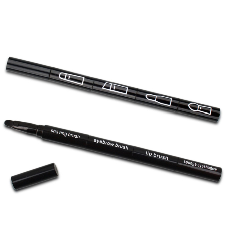 Set Pensule de Machiaj 4in1, Flippy, pentru Fard, Sprancene si Buze, 16 cm, din Plastic, Negru [2]
