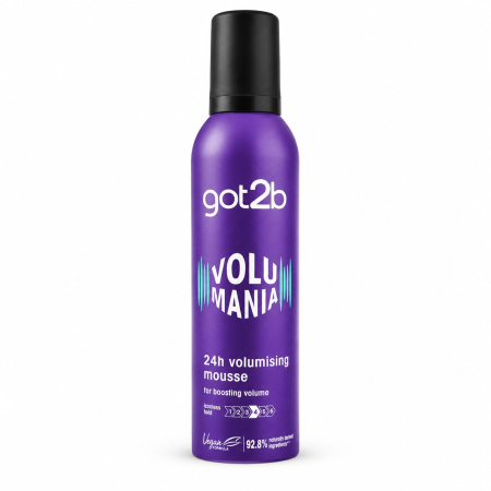 Produse Ingrijire - Spuma de Par pentru Volum, Schwarzkopf got2b Volumania, 24h Volumising Mousse, Formula Vegana, 92.8% Ingrediente Naturale, Nivel Fixare Iconless Hold, Par Uscat, Mov