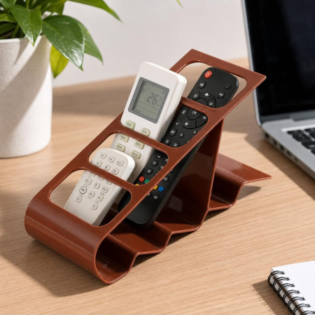 Suport de Birou, Flippy, din Plastic, pentru Telecomenzi, Telefoane, 18 x 7 x 9 cm, Maro [6]
