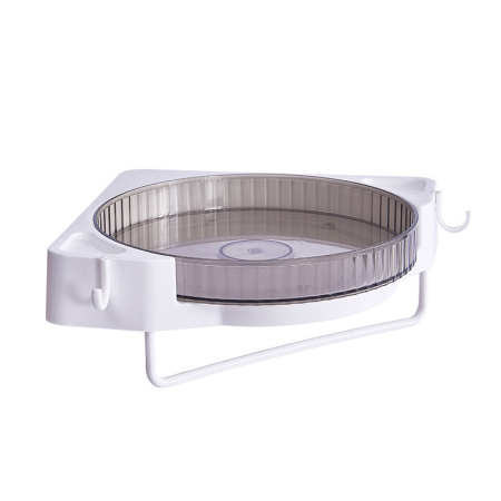 Articole Pentru Baie - Suport Depozitare, Flippy, din Plastic, Rotativ 360 grade, Montare fara Perforatii, pentru Baie/Bucatarie, Gri