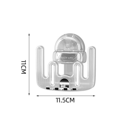 Suport Multifunctional Dublu, Pahar si Suport pentru Periuta de Dinti, Flippy, Plastic, 11 cm x 11.5 cm, Gri [8]