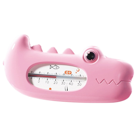 Articole Pentru Baie - Termometru pentru Baie, Flippy, Plutitor, Rezistent la apa, Multifunctional, Model Crocodil, 2.7x6.5x3.7 cm, Roz