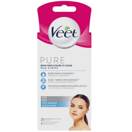 Produse Ingrijire - Veet Benzi Depilatoare Fata Pure 20 buc Sensitive Skin