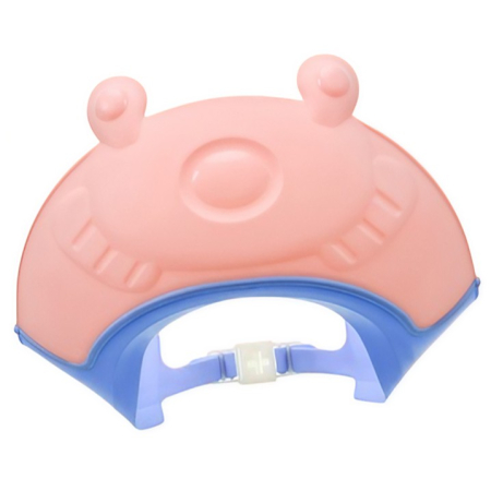 Articole Pentru Baie - Viziera de Protectie Baie Pentru Copii, Fippy, Model Broasca, Dimensiune ajustabila, Durabil, Usor de curatat, Impotriva Samponului, pentru Ochi si Urechi, TPE+PP, 24x23 cm, Roz