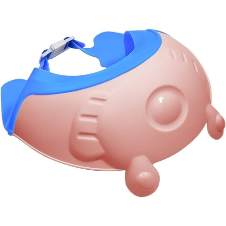 Viziera de Protectie Baie Pentru Copii, Fippy, Model Broasca, Dimensiune ajustabila, Durabil, Usor de curatat, Impotriva Samponului, pentru Ochi si Urechi, TPE+PP, 24x23 cm, Roz [4]
