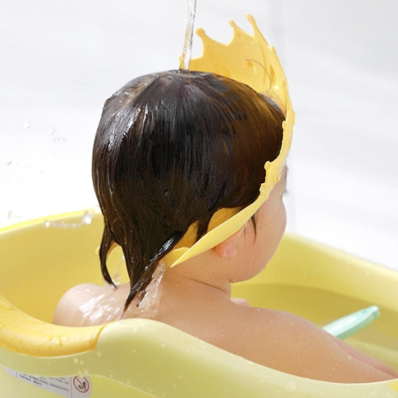 Viziera de Protectie Baie Pentru Copii, Fippy, Model Coroana, Dimensiune ajustabila, Durabil, Usor de curatat, Impotriva Samponului, pentru Ochi si Urechi, TPE+PP, Galbena [1]