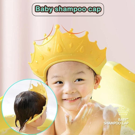 Viziera de Protectie Baie Pentru Copii, Fippy, Model Coroana, Dimensiune ajustabila, Durabil, Usor de curatat, Impotriva Samponului, pentru Ochi si Urechi, TPE+PP, Galbena [5]
