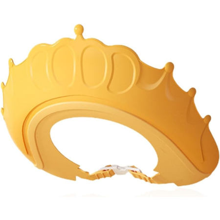 Articole Pentru Baie - Viziera de Protectie Baie Pentru Copii, Fippy, Model Coronita, Dimensiune ajustabila, Durabil, Usor de curatat, Impotriva Samponului, pentru Ochi si Urechi, TPE+PP, 24x22 cm, Galben