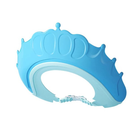 Articole Pentru Baie - Viziera de Protectie Baie Pentru Copii, Fippy, Model Coronita, Dimensiune ajustabila, Durabil, Usor de curatat, Impotriva Samponului, pentru Ochi si Urechi, TPE+PP, 24x22 cm, Albastru