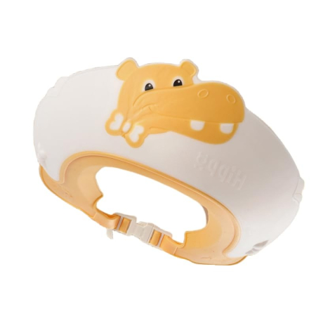 Articole Pentru Baie - Viziera de Protectie Baie Pentru Copii, Fippy, Model Hipopotam, Dimensiune ajustabila, Durabil, Usor de curatat, Impotriva Samponului, pentru Ochi si Urechi, TPE+PP, 22x21 cm, Galben