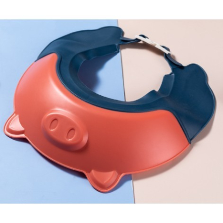 Viziera de Protectie Baie Pentru Copii, Fippy, Model Purcelus, Dimensiune ajustabila, Durabil, Usor de curatat, Impotriva Samponului, pentru Ochi si Urechi, TPE+PP, 23x23 cm, Rosu [4]