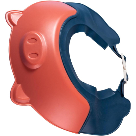 Viziera de Protectie Baie Pentru Copii, Fippy, Model Purcelus, Dimensiune ajustabila, Durabil, Usor de curatat, Impotriva Samponului, pentru Ochi si Urechi, TPE+PP, 23x23 cm, Rosu [3]