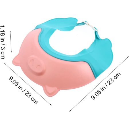 Viziera de Protectie Baie Pentru Copii, Fippy, Model Purcelus, Dimensiune ajustabila, Durabil, Usor de curatat, Impotriva Samponului, pentru Ochi si Urechi, TPE+PP, 23x23 cm, Roz [7]