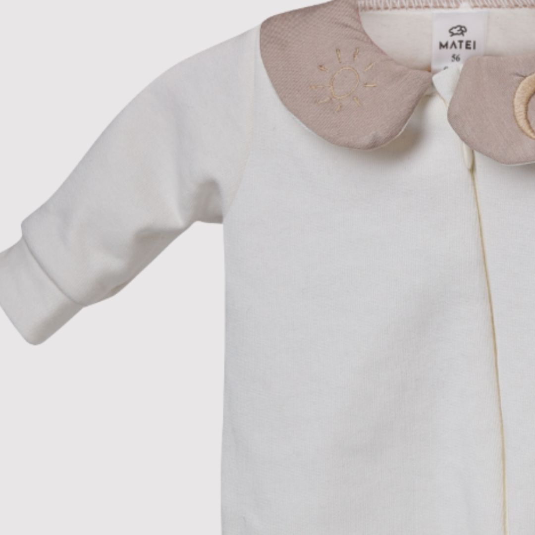 Salopeta cu Botosei pentru Nou-Nascut niDom – 100% Bumbac Organic European Uni, Inchidere cu Fermoar si Protectie la Barbie (Fabricat in Romania) [2]