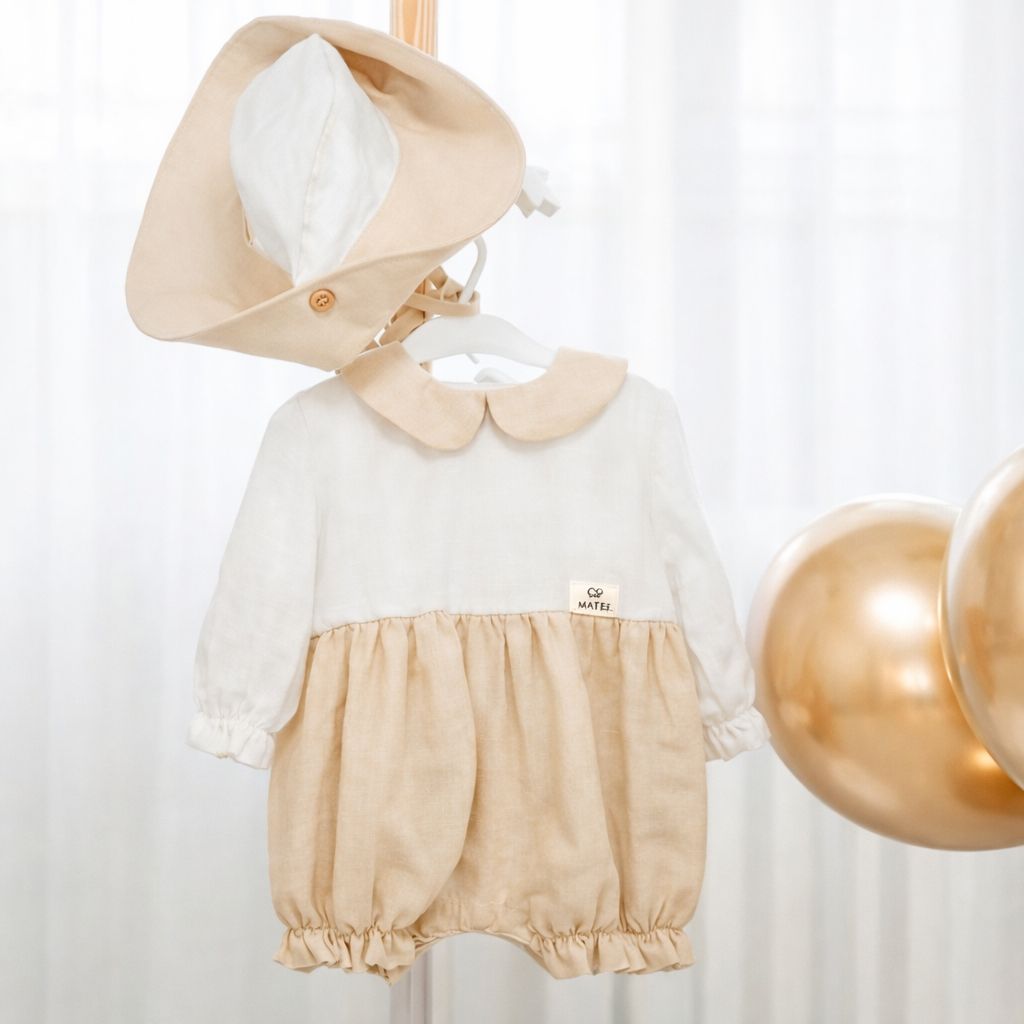 Costum Premium din In Pur „Micul Aristocrat” niDom – Set 3 Piese cu Salopeta Integrala, Palarie si Botosei, Material European Certificat, Inchidere cu Nasturi (Fabricat in Romania) [8]