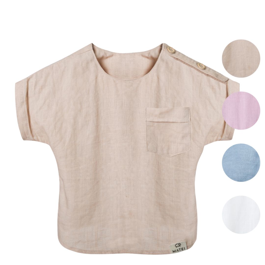Tricou Premium din In Pur pentru Copii niDom – Material European Certificat, Ultra-Respirabil, Termoreglator si Rezistent (Fabricat in Romania) [3]